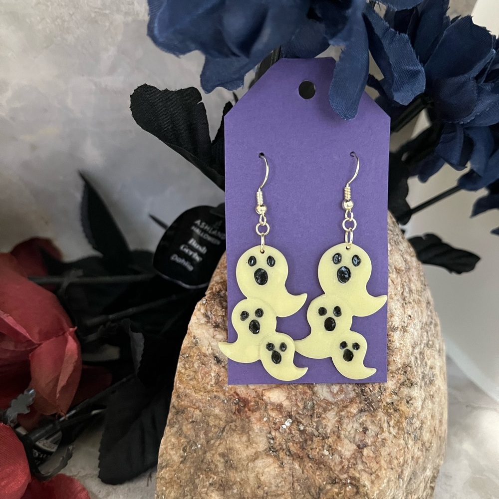Ghost Design Earrings in Yellow and Black